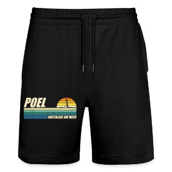 Baltic Sea POEL NOSTALGIA BY THE SEA Retro Funny - Stanley/Stella Trainer Unisex Organic Jogging Shorts - black - Front - Nik (191cm) & Marisol (170cm)