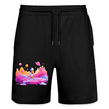 Neonplanet Astronaut - Stanley/Stella Unisex Bio Joggingshorts Trainer  - Schwarz - Vorne - Nik (191cm) & Marisol (170cm)