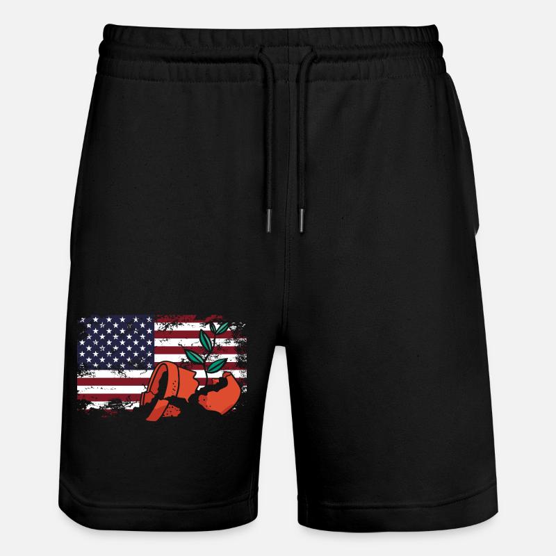 Drapeau américain Plant Lover brisé - Short de jogging bio TRAINER Stanley/Stella unisexe - noir