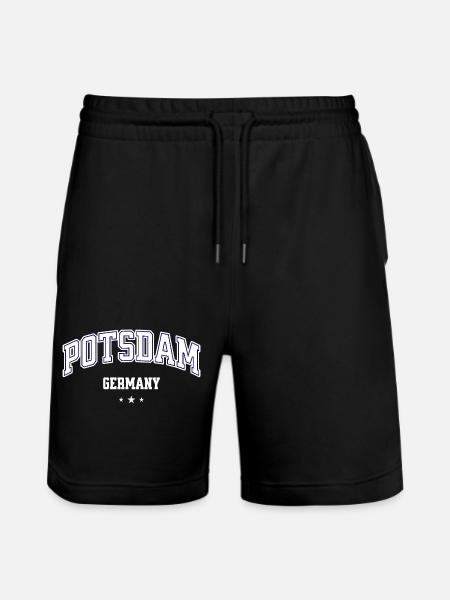 Potsdam Germany College Emblem - Stanley/Stella Trainer Unisex Organic Jogging Shorts - black