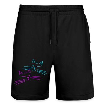 Cat Cats Retro Vintage Party - Stanley/Stella Trainer Unisex Organic Jogging Shorts - black - Front - Nik (191cm) & Marisol (170cm)