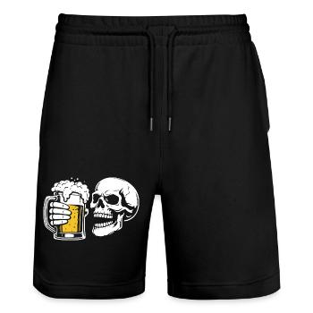 Skull with Beer Mug – Beer & Skull Shirt - Stanley/Stella Trainer Unisex Organic Jogging Shorts - black - Front - Nik (191cm) & Marisol (170cm)