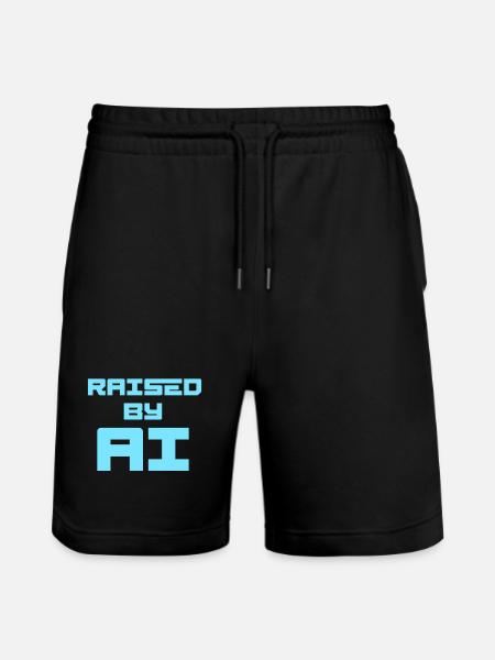 RAISED BY AI - Stanley/Stella Unisex Bio Joggingshorts Trainer  - Schwarz