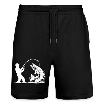 Pike Angler Fishing Predator Angler Gift - Stanley/Stella Trainer Unisex Organic Jogging Shorts - black - Front - Nik (191cm) & Marisol (170cm)
