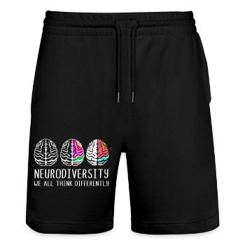 Neurodiversity Autismus Gehirn ADHS Asperger - Stanley/Stella Unisex Bio Joggingshorts Trainer  - Schwarz - Vorne - Nik (191cm) & Marisol (170cm)