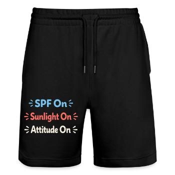 Spf Culture Identity Skin Care Humor - Stanley/Stella Trainer Unisex Organic Jogging Shorts - black - Front - Nik (191cm) & Marisol (170cm)