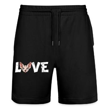 Sphynx Cat Love Haarlose Kätzchenkunst Katzenmama Papa - Stanley/Stella Unisex Bio Joggingshorts Trainer  - Schwarz - Vorne - Nik (191cm) & Marisol (170cm)