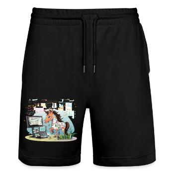 Digital Graffiti Pony - Short de jogging bio TRAINER Stanley/Stella unisexe - noir - Devant - Nik (191cm) & Marisol (170cm)