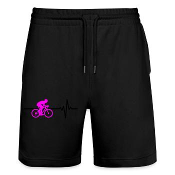 ROAD BIKE RIDING BIKE HEARTBEAT PINK BIKE - Stanley/Stella Trainer Unisex Organic Jogging Shorts - black - Front - Nik (191cm) & Marisol (170cm)