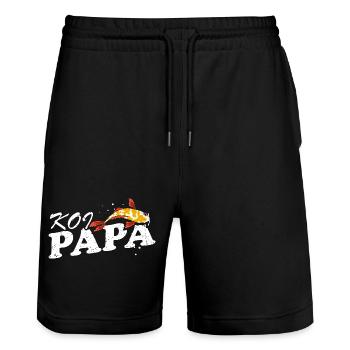 Koi Papa Funny Pond Dad Fish Keeper Pride - Stanley/Stella Unisex Bio Joggingshorts Trainer  - Schwarz - Vorne - Nik (191cm) & Marisol (170cm)