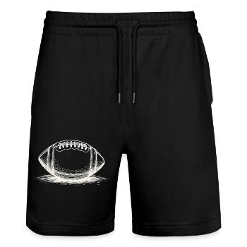 Vintage American Football Ball Sportsman - Stanley/Stella Trainer Unisex Organic Jogging Shorts - black - Front - Nik (191cm) & Marisol (170cm)