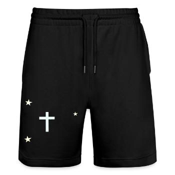 Himmlisches Kreuz mit Sternen - Stanley/Stella Unisex Bio Joggingshorts Trainer  - Schwarz - Vorne - Nik (191cm) & Marisol (170cm)