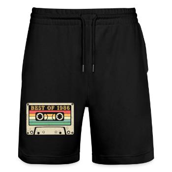 Best of 1986 40e anniversaire de la cassette rétro - Short de jogging bio TRAINER Stanley/Stella unisexe - noir - Devant - Nik (191cm) & Marisol (170cm)