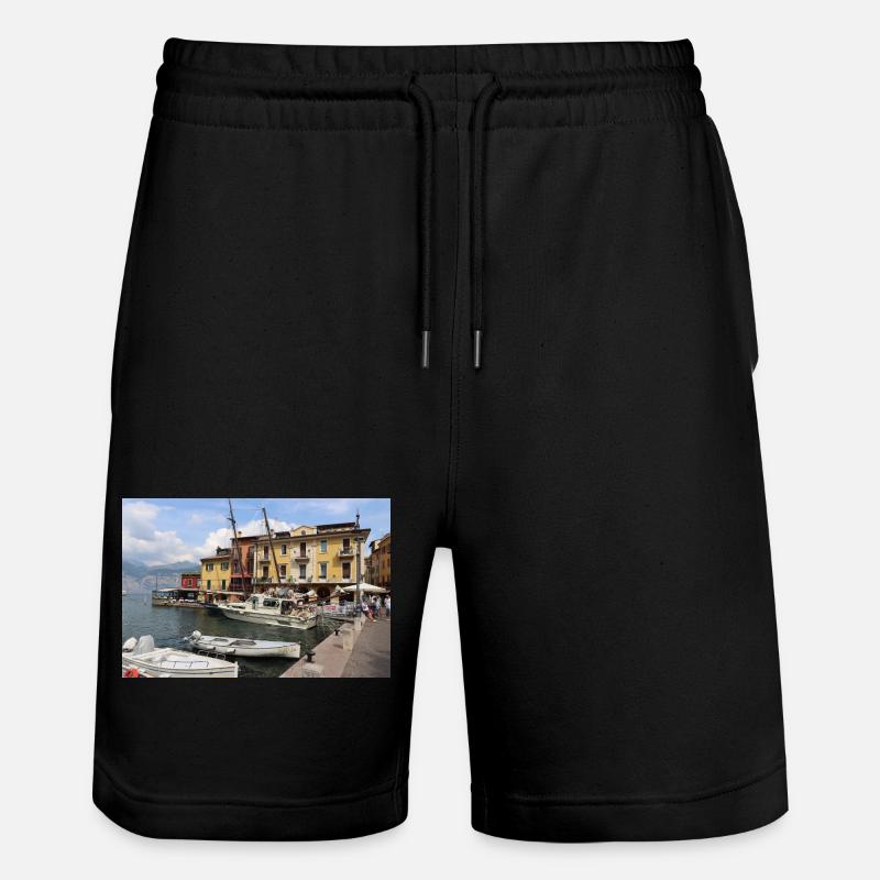 Le port de Malcesine - Short de jogging bio TRAINER Stanley/Stella unisexe - noir