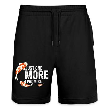 Just One More Koi Fish I Promise Funny Pond - Stanley/Stella Unisex Bio Joggingshorts Trainer  - Schwarz - Vorne - Nik (191cm) & Marisol (170cm)