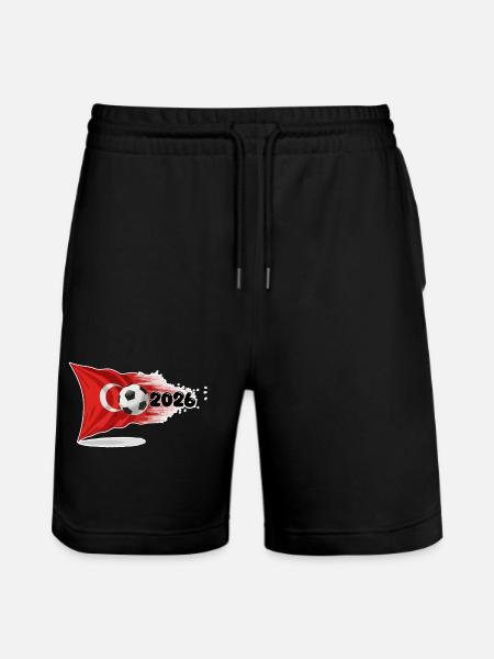Turkey Flag Soccer 2026 - Stanley/Stella Trainer Unisex Organic Jogging Shorts - black