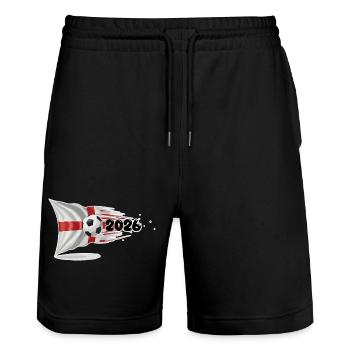 England St. George's Flag Soccer Burst 2026 - Stanley/Stella Unisex Bio Joggingshorts Trainer  - Schwarz - Vorne - Nik (191cm) & Marisol (170cm)