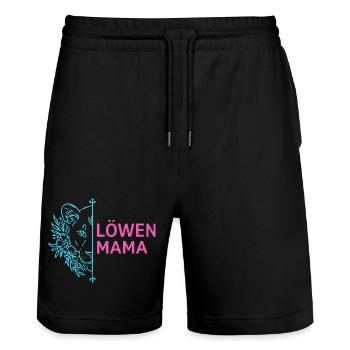 Lion Mom Proud Lioness Flowers - Stanley/Stella Trainer Unisex Organic Jogging Shorts - black - Front - Nik (191cm) & Marisol (170cm)