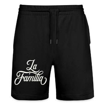 La Familie Schriftzug - Stanley/Stella Unisex Bio Joggingshorts Trainer  - Schwarz - Vorne - Nik (191cm) & Marisol (170cm)
