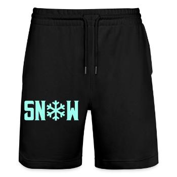 SNOW Snow Crystal - Stanley/Stella Trainer Unisex Organic Jogging Shorts - black - Front - Nik (191cm) & Marisol (170cm)