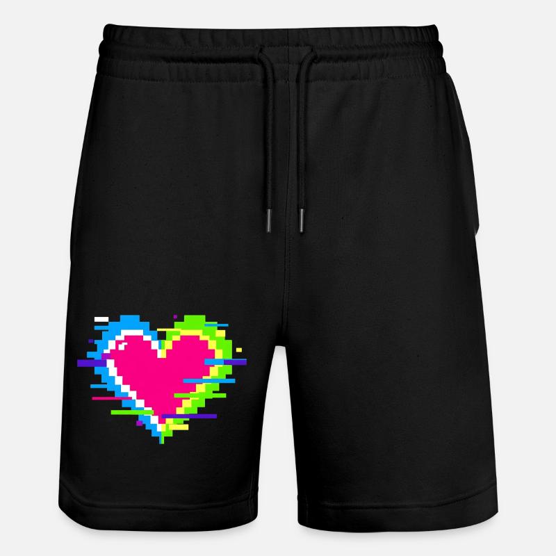 Cœur Pixel Néon Arc-en-ciel - Short de jogging bio TRAINER Stanley/Stella unisexe - noir