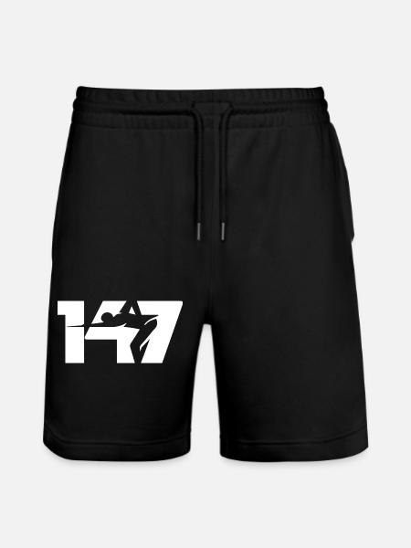147 Snooker Icon (White) - Stanley/Stella Trainer Unisex Organic Jogging Shorts - black