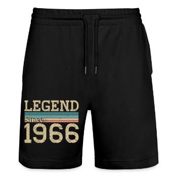 Legende seit 1966 Jubiläum 1966 - Stanley/Stella Unisex Bio Joggingshorts Trainer  - Schwarz - Vorne - Nik (191cm) & Marisol (170cm)