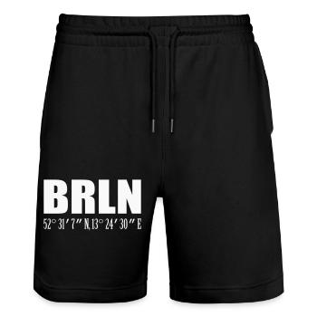 Berlin - Short de jogging bio TRAINER Stanley/Stella unisexe - noir - Devant - Nik (191cm) & Marisol (170cm)