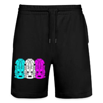 Mayan calendar aztec Inca - Stanley/Stella Trainer Unisex Organic Jogging Shorts - black - Front - Nik (191cm) & Marisol (170cm)