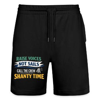 Communauté de musique folk Shanty Crew - Short de jogging bio TRAINER Stanley/Stella unisexe - noir - Devant - Nik (191cm) & Marisol (170cm)