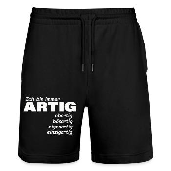 bon - Short de jogging bio TRAINER Stanley/Stella unisexe - noir - Devant - Nik (191cm) & Marisol (170cm)