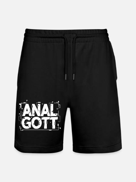 Anal Gott Schriftzug - Stanley/Stella Unisex Bio Joggingshorts Trainer  - Schwarz