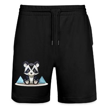 Low-Poly Panda am Eisgebirge - Stanley/Stella Unisex Bio Joggingshorts Trainer  - Schwarz - Vorne - Nik (191cm) & Marisol (170cm)