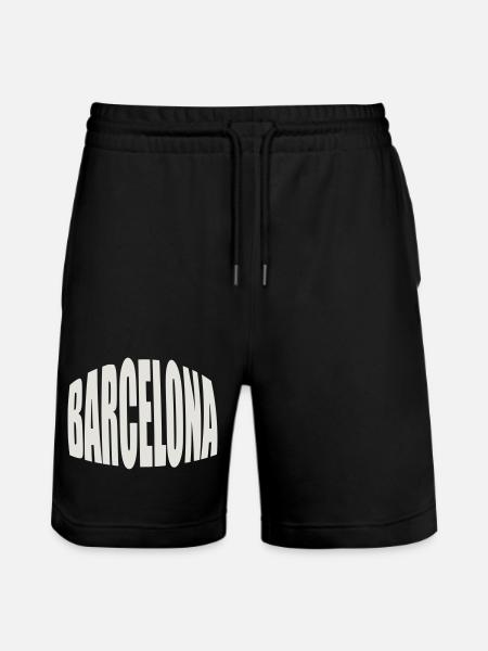 Barcelona Large Logo - Stanley/Stella Trainer Unisex Organic Jogging Shorts - black
