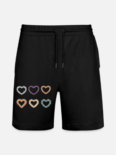 Filigrane Spitzenherzen - Stanley/Stella Unisex Bio Joggingshorts Trainer  - Schwarz