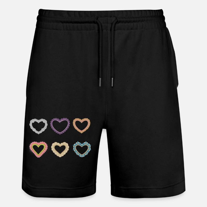Filigrane Spitzenherzen - Stanley/Stella Unisex Bio Joggingshorts Trainer  - Schwarz