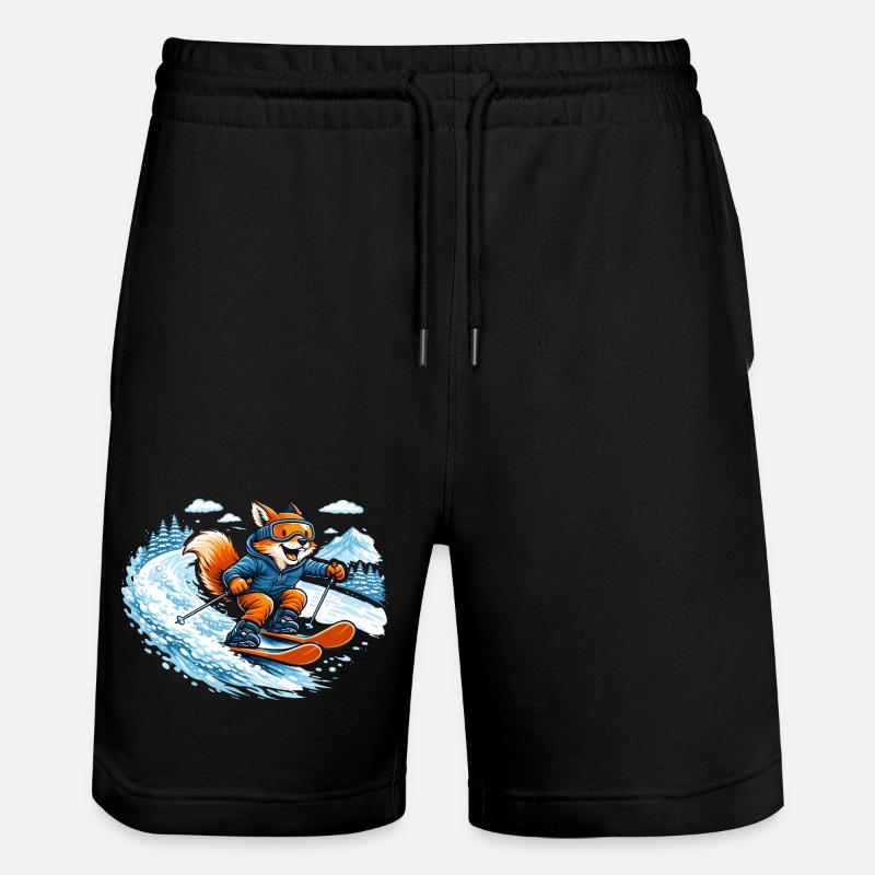 Funny Ski Fox – Comic Winter Motif - Stanley/Stella Trainer Unisex Organic Jogging Shorts - black