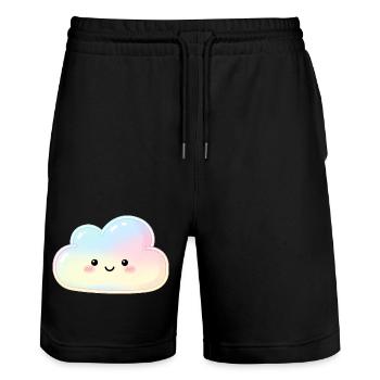 Pastel Cloud with Cute Face Sleep Cloud - Stanley/Stella Trainer Unisex Organic Jogging Shorts - black - Front - Nik (191cm) & Marisol (170cm)