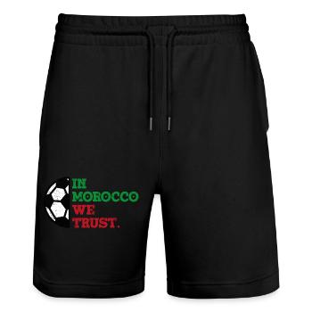 In Morocco we trust - Stanley/Stella Unisex Bio Joggingshorts Trainer  - Schwarz - Vorne - Nik (191cm) & Marisol (170cm)