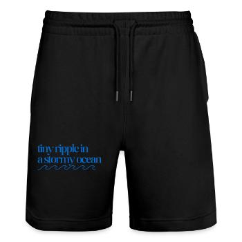 Tiny ripple in a stormy ocean with waves - Stanley/Stella Trainer Unisex Organic Jogging Shorts - black - Front - Nik (191cm) & Marisol (170cm)