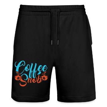 Snob Coffee: Typography with Cups - Stanley/Stella Trainer Unisex Organic Jogging Shorts - black - Front - Nik (191cm) & Marisol (170cm)