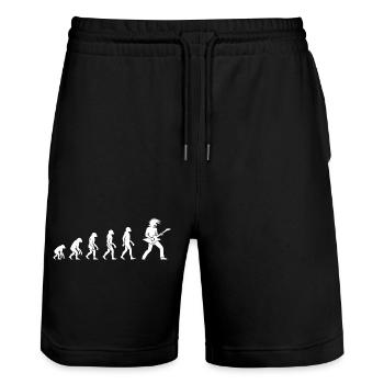 Evolution der Gitarrenkunst Rock n Roll - Stanley/Stella Unisex Bio Joggingshorts Trainer  - Schwarz - Vorne - Nik (191cm) & Marisol (170cm)