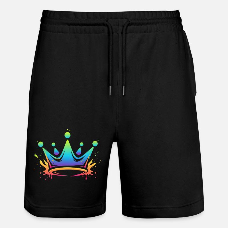 Éclaboussures de couronnes arc-en-ciel - Short de jogging bio TRAINER Stanley/Stella unisexe - noir