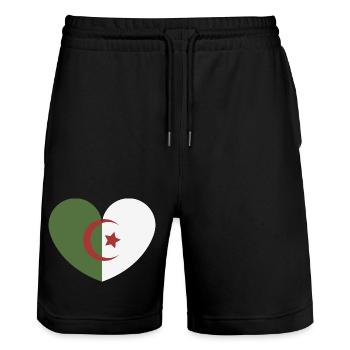 Drapeau du cœur de l’Algérie - Short de jogging bio TRAINER Stanley/Stella unisexe - noir - Devant - Nik (191cm) & Marisol (170cm)