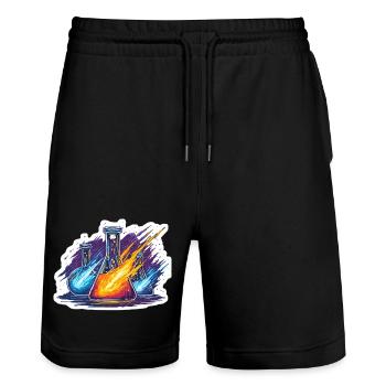 Expérience du laboratoire de la pluie de météores Quadrantide Lab Geek - Short de jogging bio TRAINER Stanley/Stella unisexe - noir - Devant - Nik (191cm) & Marisol (170cm)