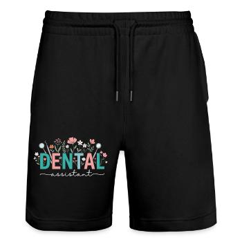 Floral Dental Assistant Dentist Woman - Stanley/Stella Trainer Unisex Organic Jogging Shorts - black - Front - Nik (191cm) & Marisol (170cm)