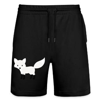 Cute Snow Polar Fox Minimalist Style - Stanley/Stella Trainer Unisex Organic Jogging Shorts - black - Front - Nik (191cm) & Marisol (170cm)