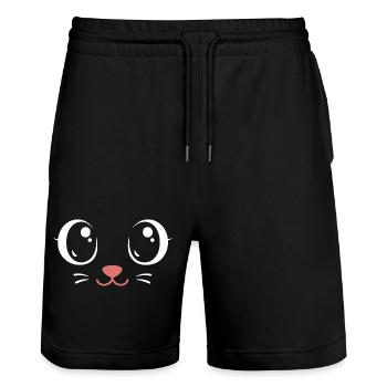Karnevals Mieze | Big Face Kostüm Verkleidung - Stanley/Stella Unisex Bio Joggingshorts Trainer  - Schwarz - Vorne - Nik (191cm) & Marisol (170cm)
