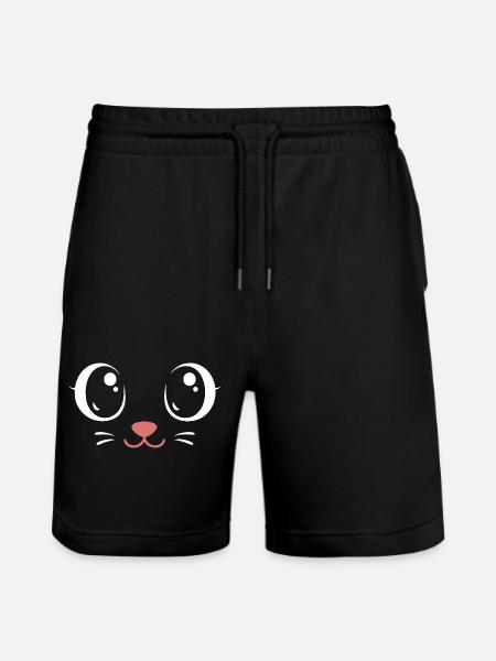 Carnival Kitty | Big Face Costume Disguise - Stanley/Stella Trainer Unisex Organic Jogging Shorts - black