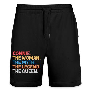 Connie La Femme Le Mythe La Légende La Reine - Short de jogging bio TRAINER Stanley/Stella unisexe - noir - Devant - Nik (191cm) & Marisol (170cm)